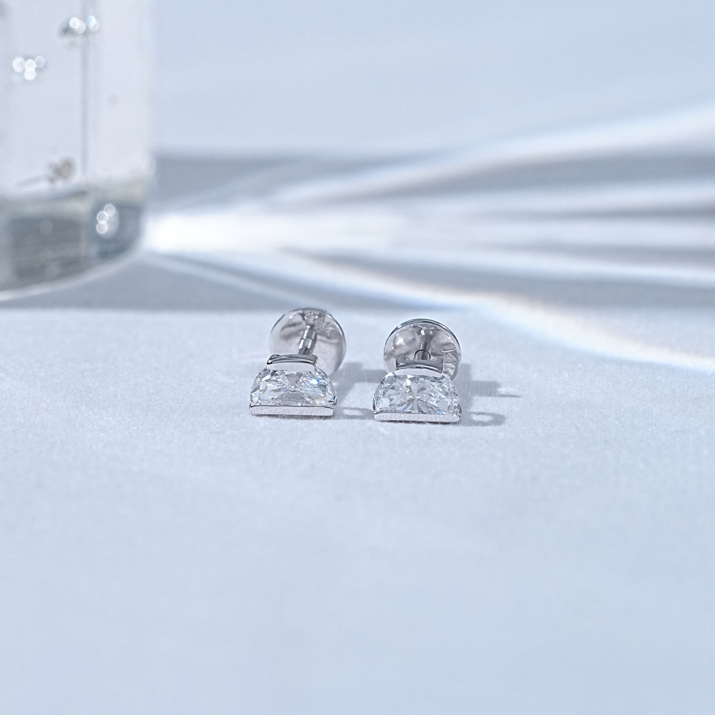 Half Moon Lab Diamond Stud Earrings