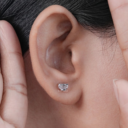 Half Moon Lab Diamond Stud Earrings