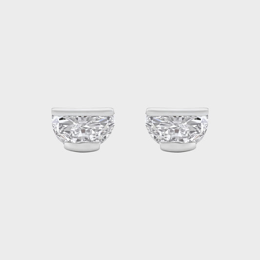 Half Moon Lab Diamond Stud Earrings