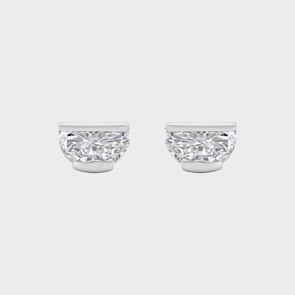 Half Moon Lab Diamond Stud Earrings