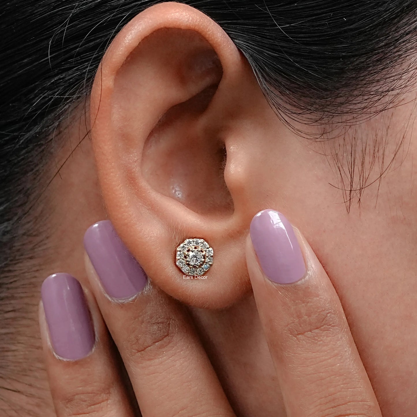 Brilliant Cut Round Lab Diamond Halo Stud Earrings
