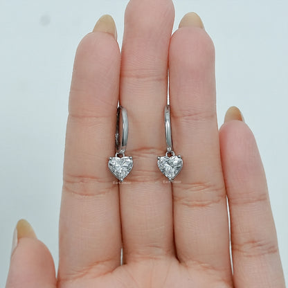 Heart Cut Lab Diamond Dangle Earrings