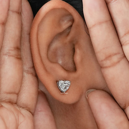 Heart Cut Lab Diamond Solitaire Stud Earrings