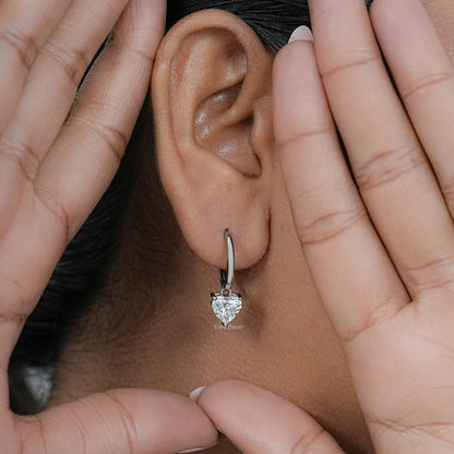 Heart Cut Lab Diamond Dangle Earrings