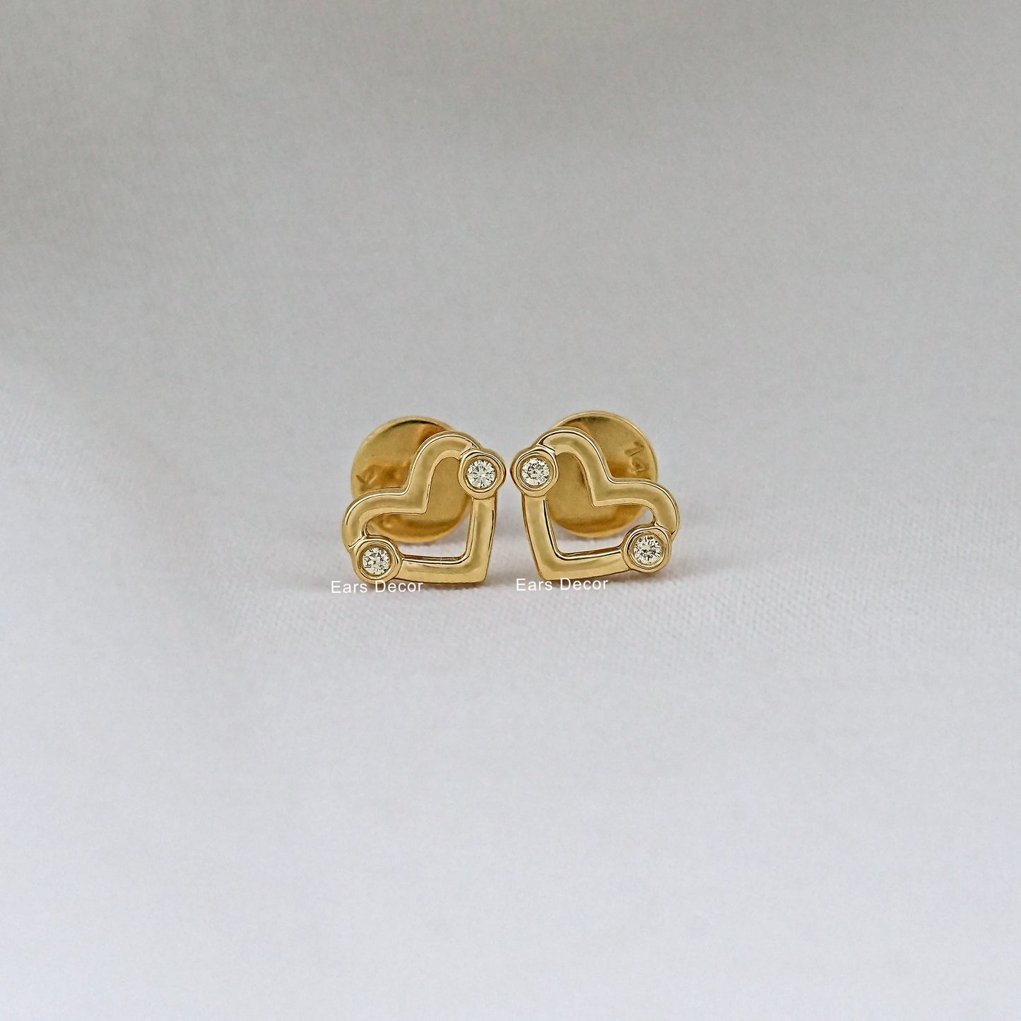 Heart Shape Round Cut Diamond Stud Earring