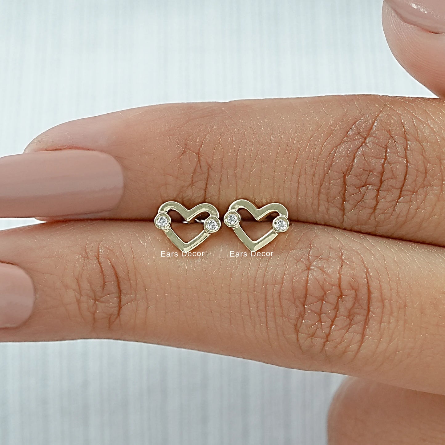 Heart Shape Round Cut Diamond Stud Earring