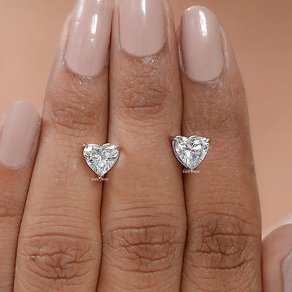 Heart Cut Lab Diamond Solitaire Stud Earrings