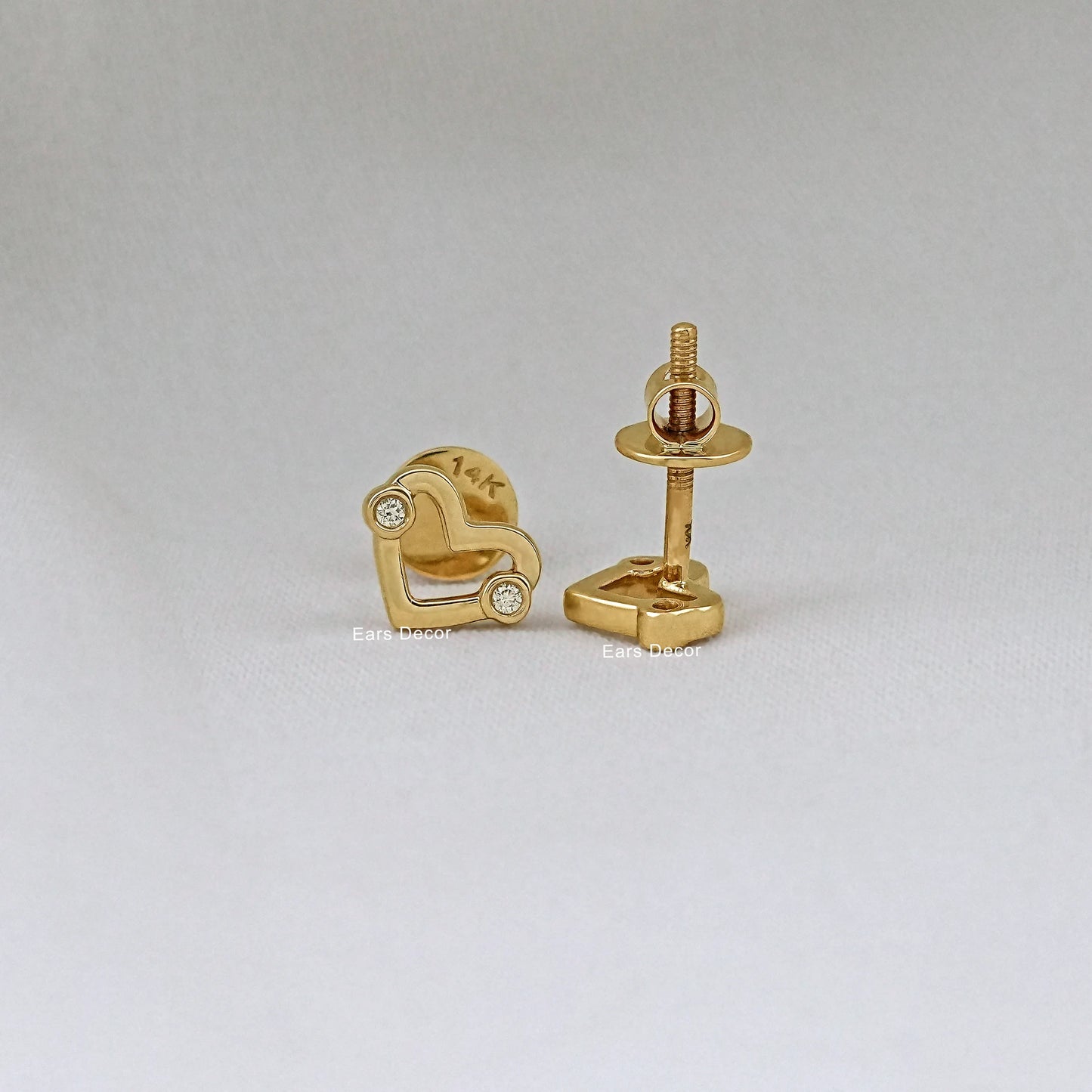 Heart Shape Round Cut Diamond Stud Earring