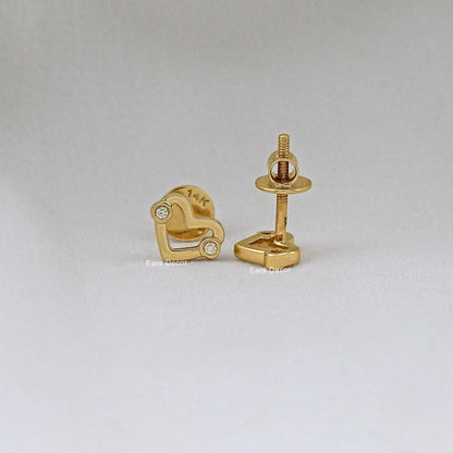 Heart Shape Round Cut Diamond Stud Earring