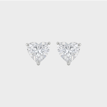 Moissanite Heart Solitaire Stud Earrings