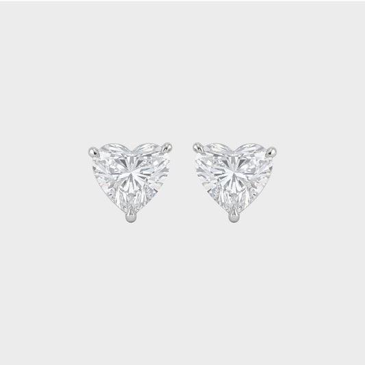 Moissanite Heart Solitaire Stud Earrings