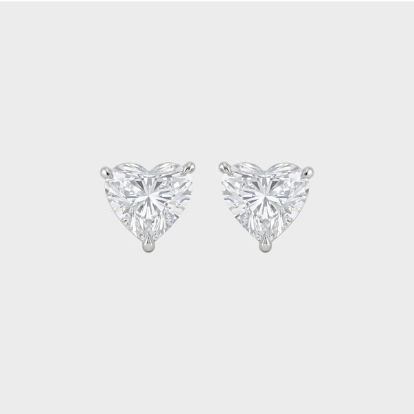 Moissanite Heart Solitaire Stud Earrings