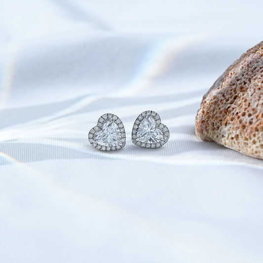 Heart Brilliant Cut Halo Lab Diamond Stud Earrings