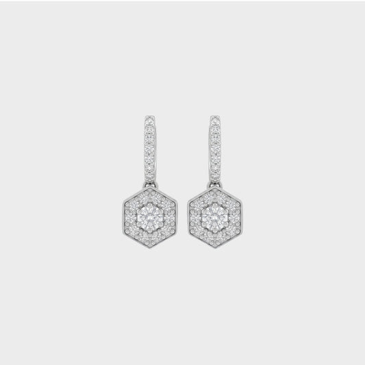 Natural Round Hexagon Shape Drop Earrings