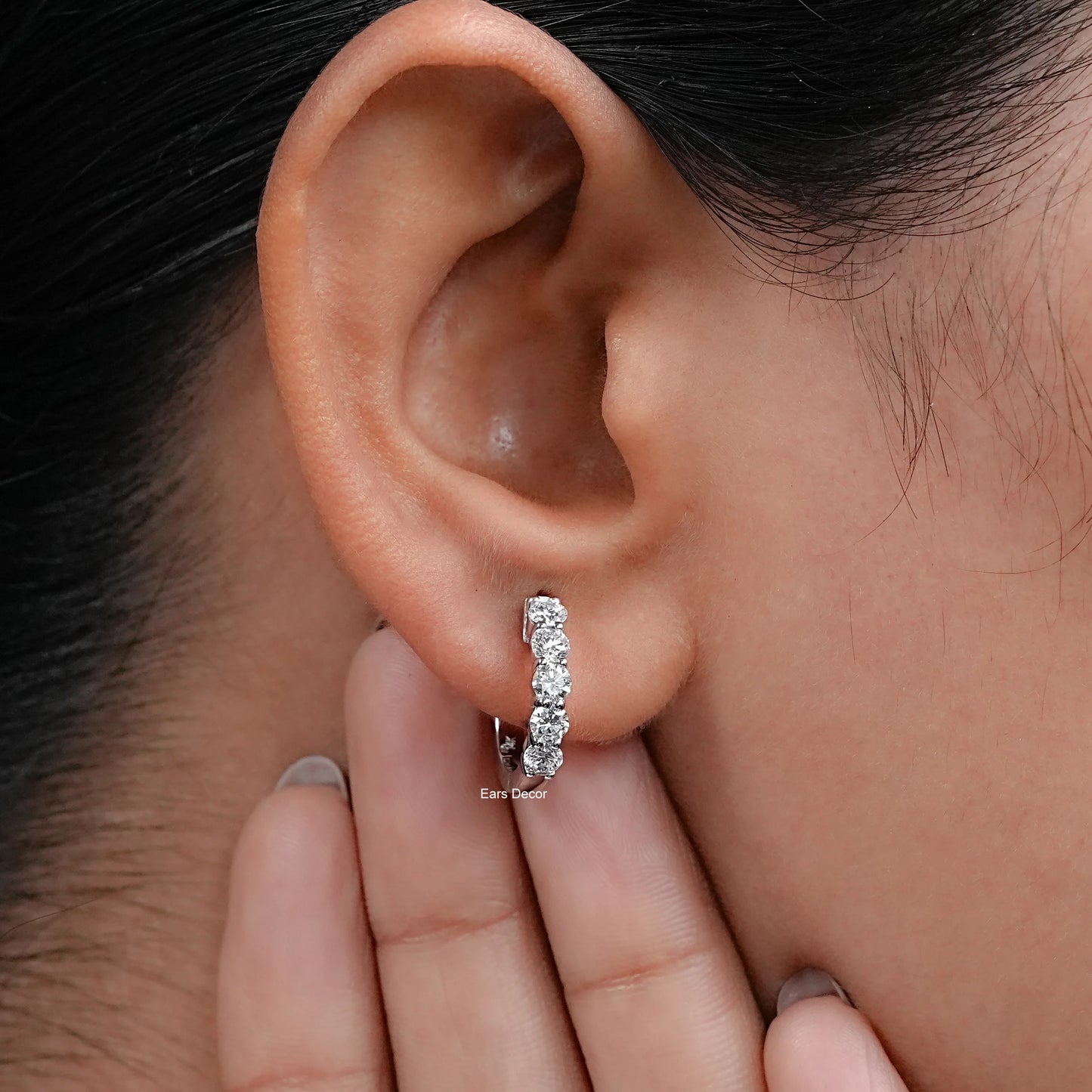 Round Cut Natural Diamond Hoop Earrings