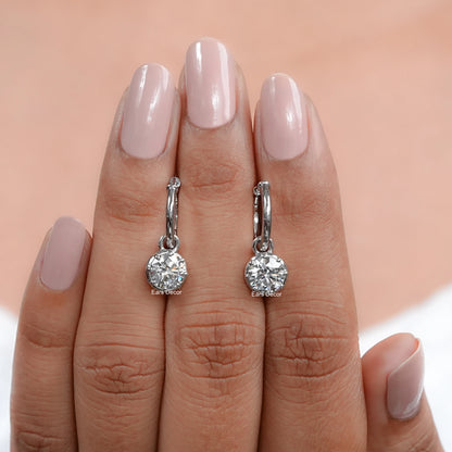 Round Lab Diamond Huggie Hoop Earrings