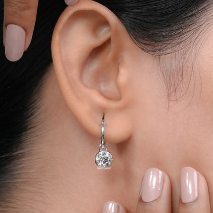 Round Lab Diamond Huggie Hoop Earrings