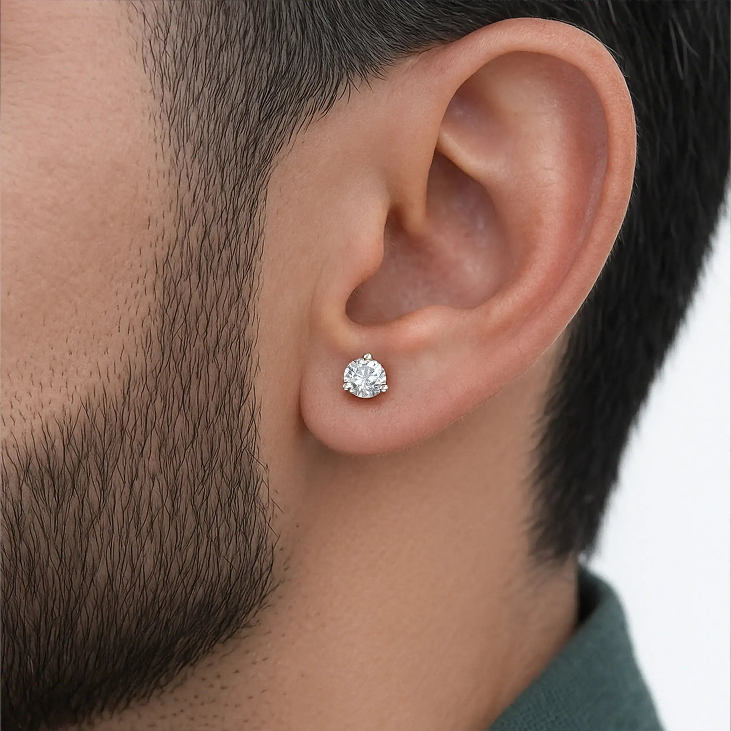 3.80 MM Round Cut Lab Diamond Men's Solitaire Stud