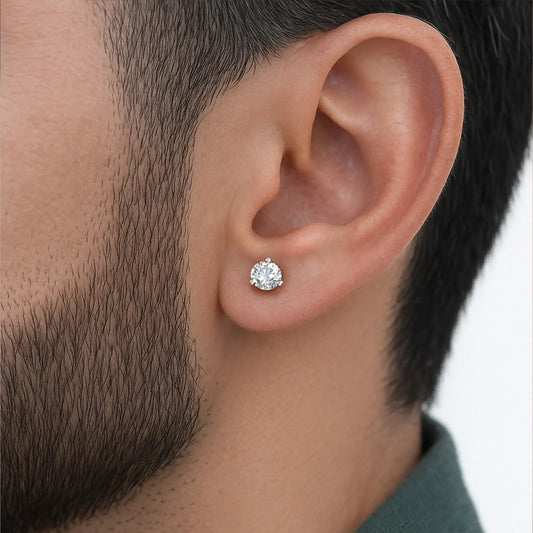 3.80 MM Round Cut Lab Diamond Men's Solitaire Stud