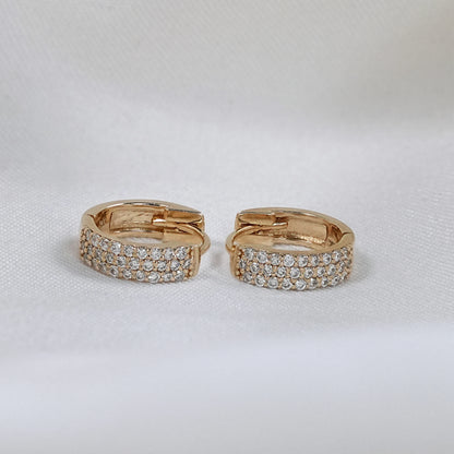 Round Lab Diamond Pave Set Men's Hoop Earring