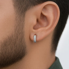 Round Lab Diamond Pave Set Men's Hoop Earring