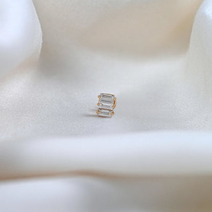 Baguette Cut Lab Grown Diamond Stud Earring For Men's