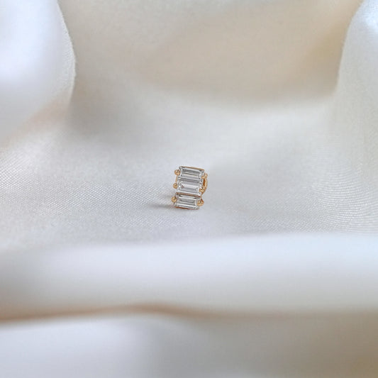 Baguette Cut Lab Grown Diamond Stud Earring For Men's
