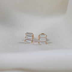 Baguette Cut Lab Grown Diamond Stud Earring For Men's