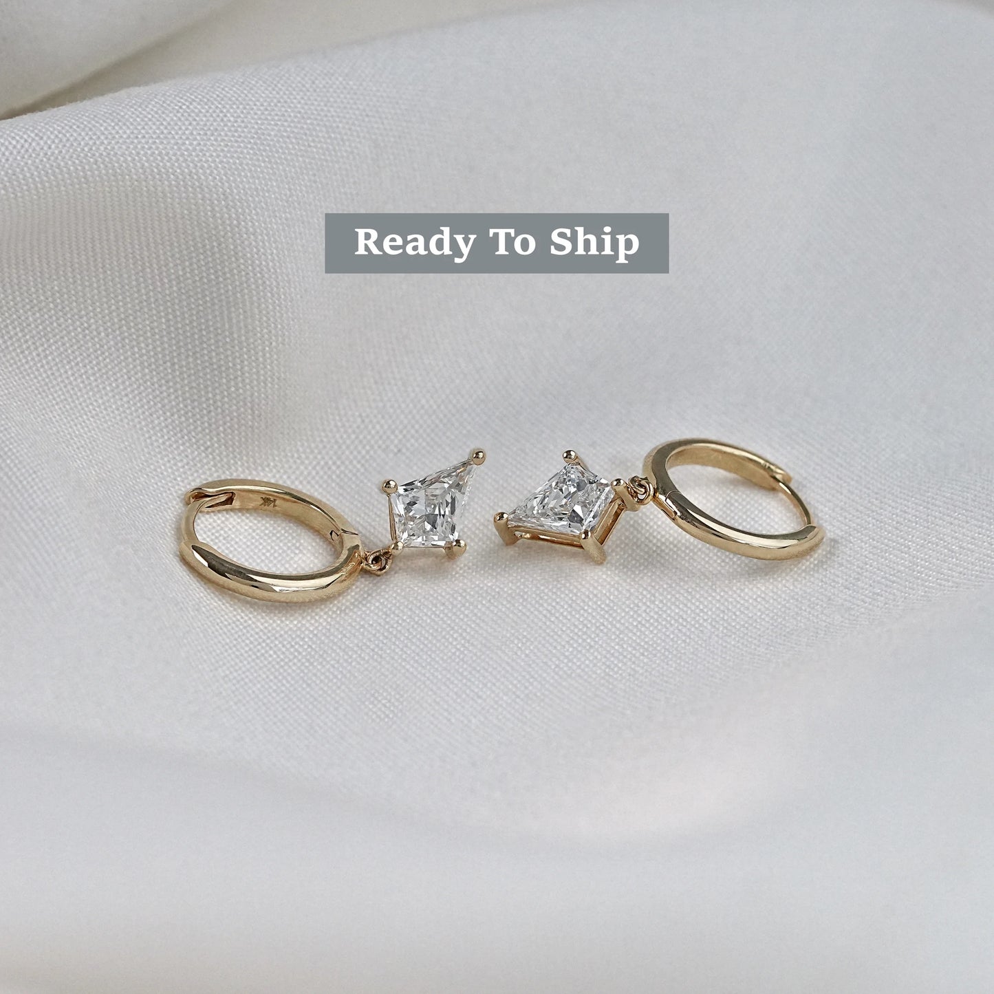 Kite Lab Diamond Drop Hoop Earrings