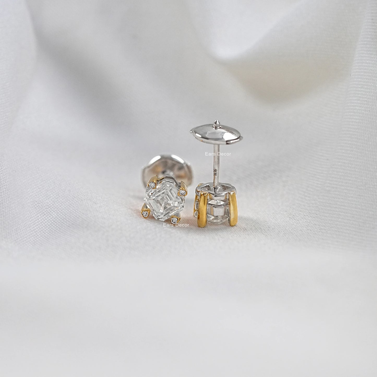 Asscher Cut Lab Diamond Stud Earrings