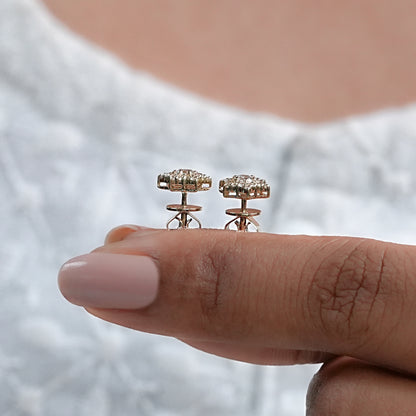 Round Cut Lab Diamond Cluster Stud Earrings