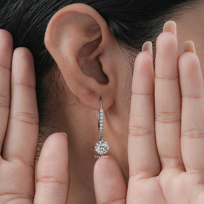 Round Cut Lab Diamond Dangle Drop Earrings