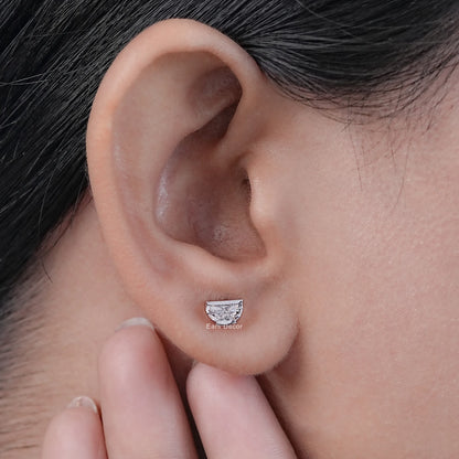 Half Moon Lab Diamond Stud Earrings