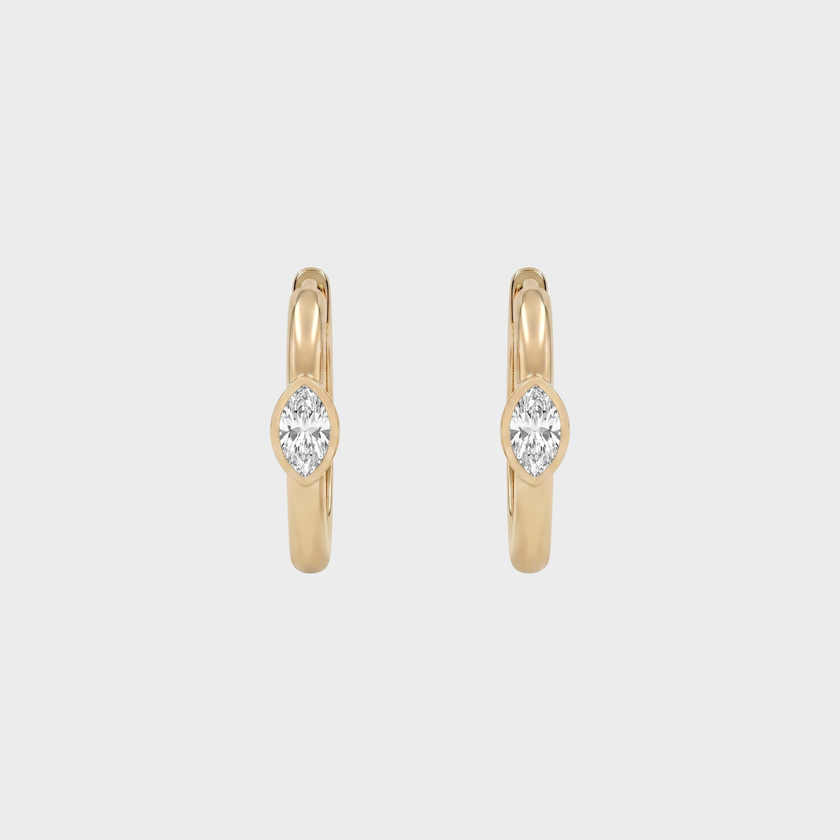 Marquise Cut Lab Diamond Bezel Set Hoop Earrings
