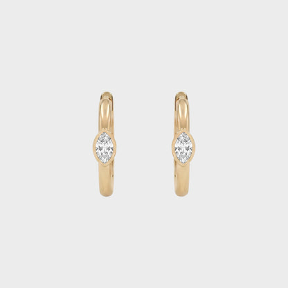 Marquise Cut Lab Diamond Bezel Set Hoop Earrings