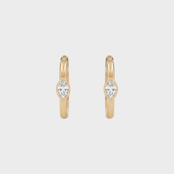Marquise Cut Lab Diamond Bezel Set Hoop Earrings