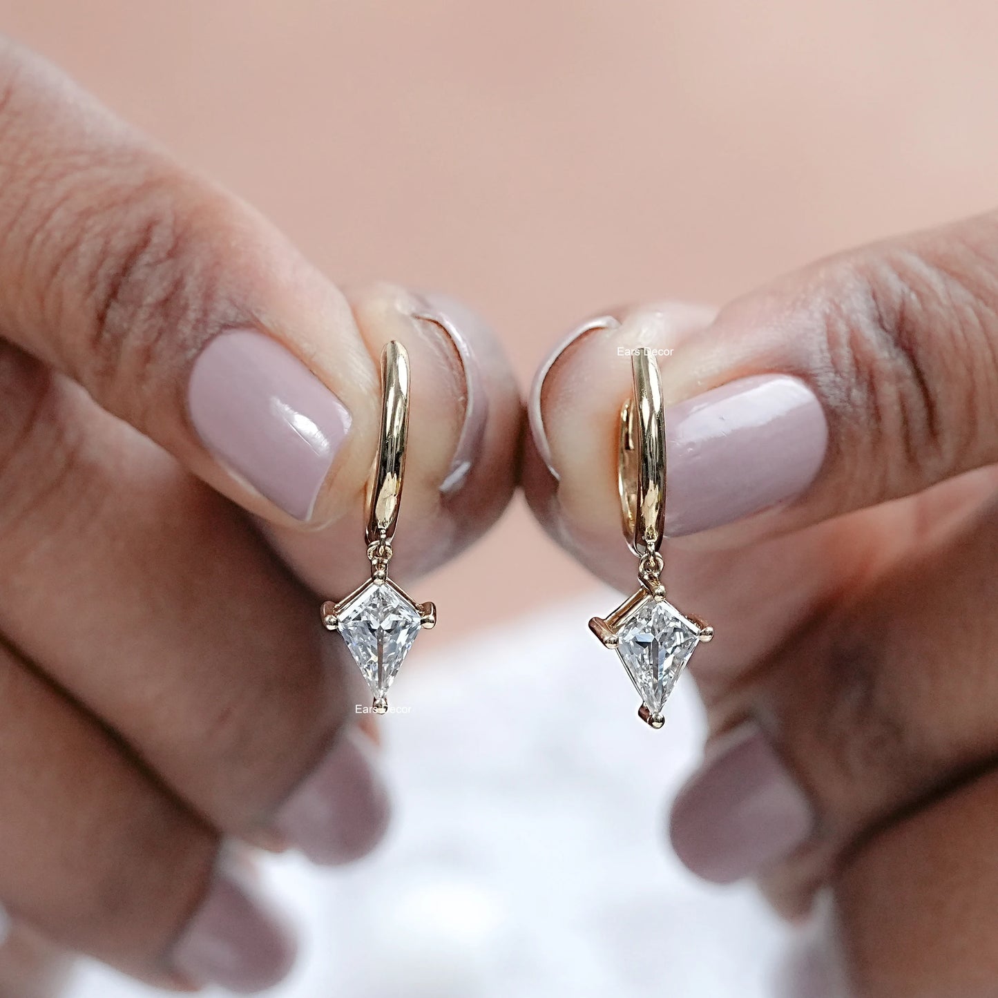 Kite Lab Diamond Drop Hoop Earrings