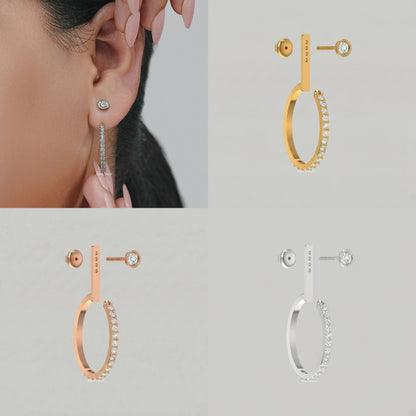 Round Diamond With Hoop Jacket Earring
