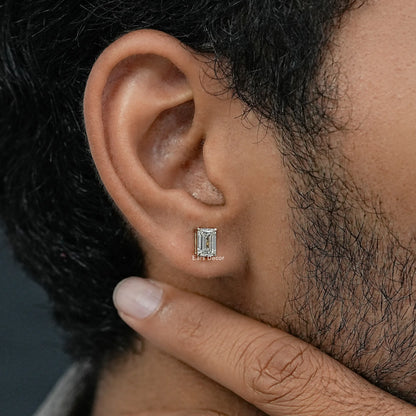 Emerald Lab Diamond Men's Stud