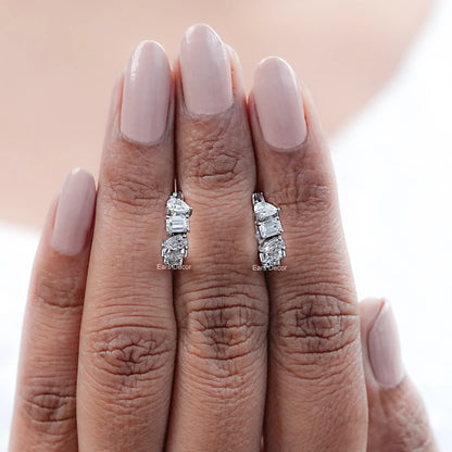 Multi Shape Lab Grown Diamond Hoop Earrings