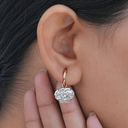 East West Oval Cut Lab Diamond Drop Earrings