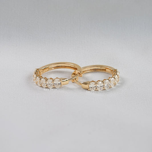 Oval Lab Diamond Huggie Hoop Earrings