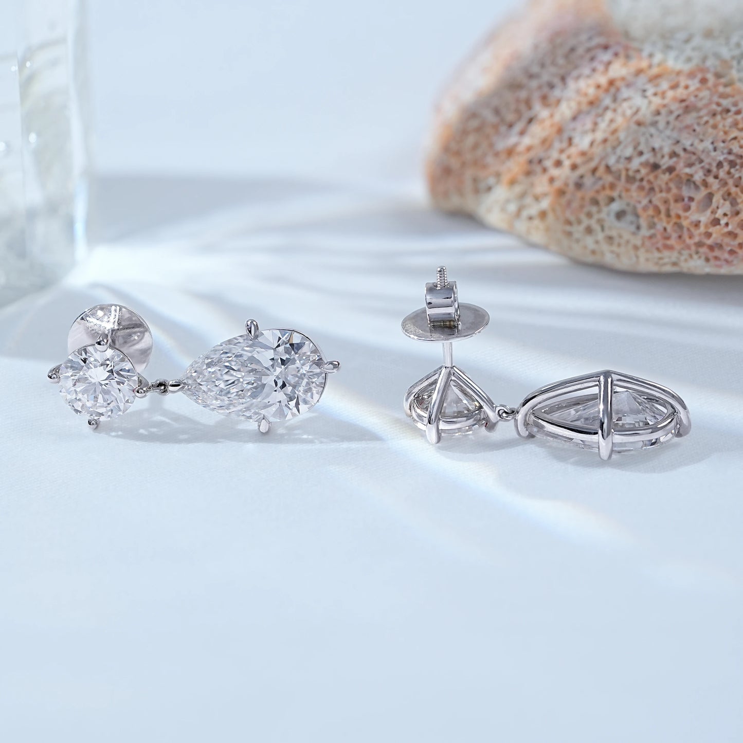 Pear & Round Lab Diamond Drop Earrings