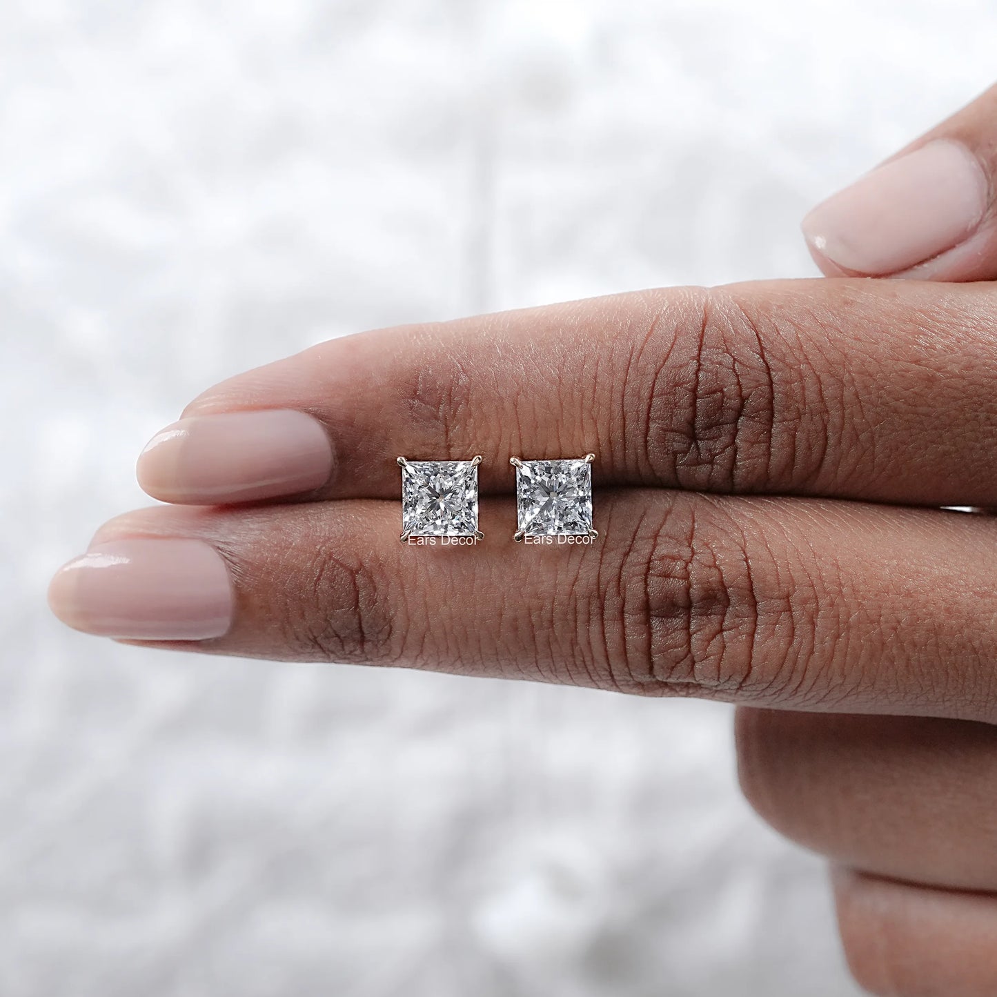 Princess Cut Lab Diamond Solitaire Stud Earrings
