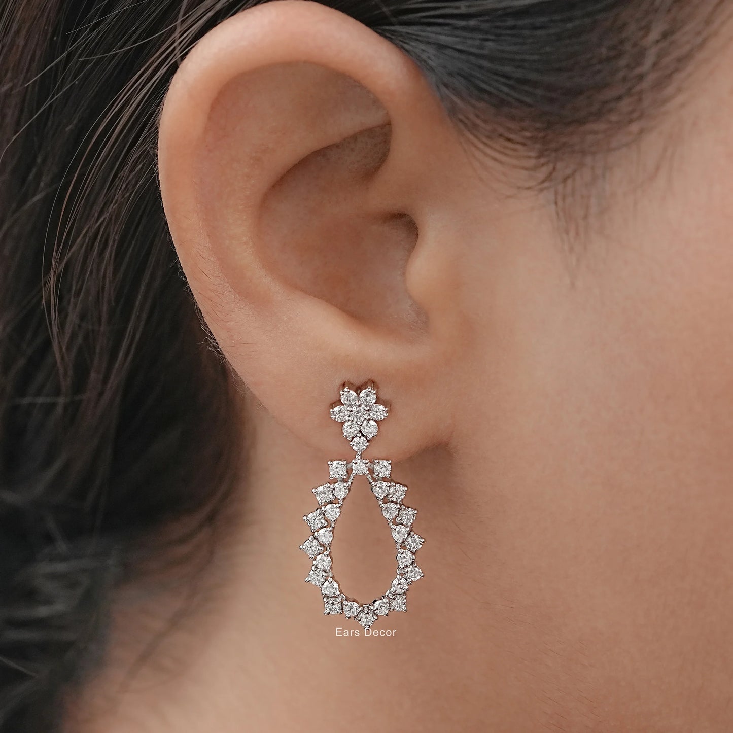 Open Pear Shape Drop Dangle Earrings