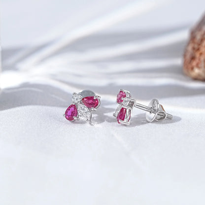 Ruby Pear And Marquise Lab Diamond stud Earrings