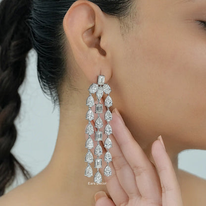 Multi Shape Lab Grown Diamond Chandelier Earring