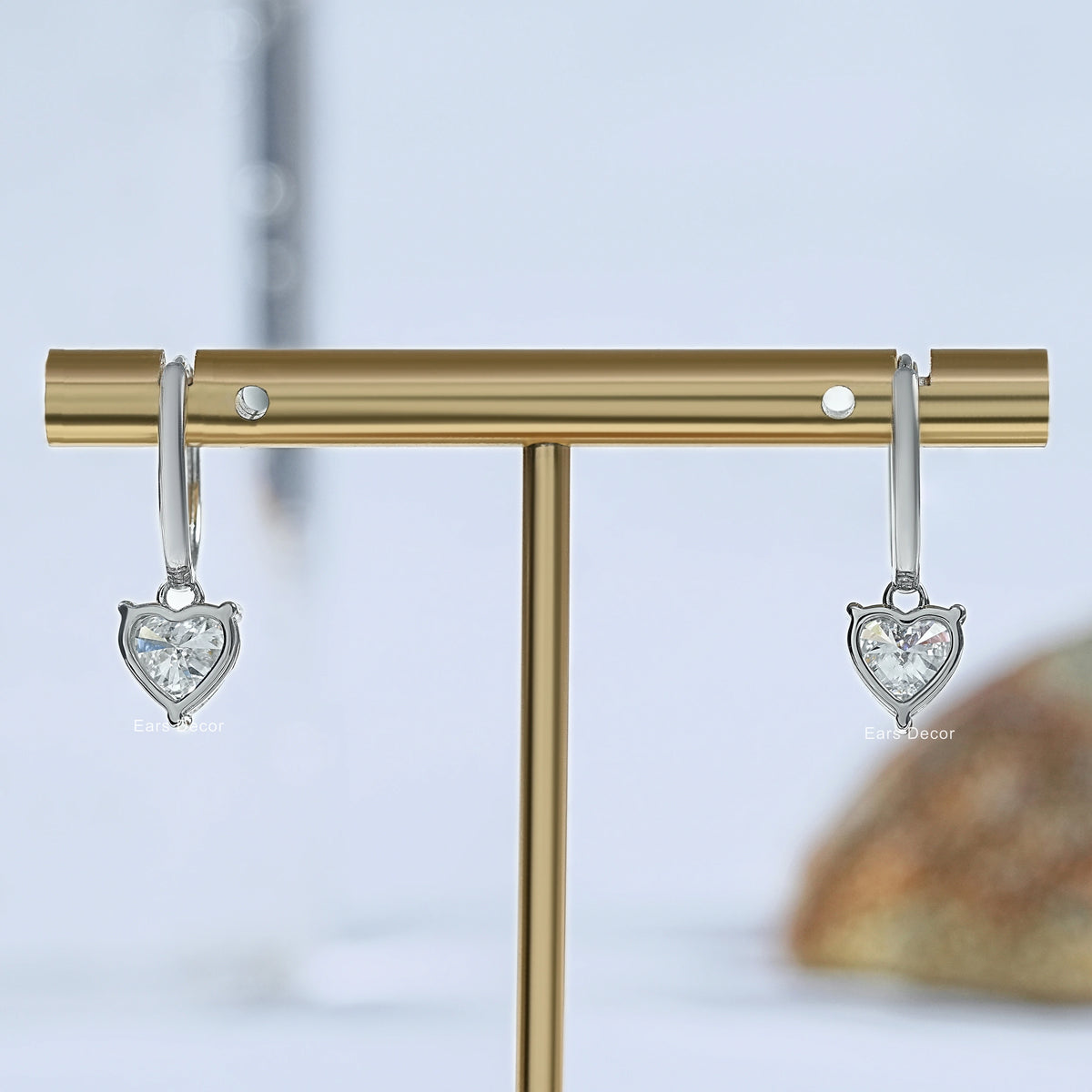 Heart Cut Lab Diamond Dangle Earrings