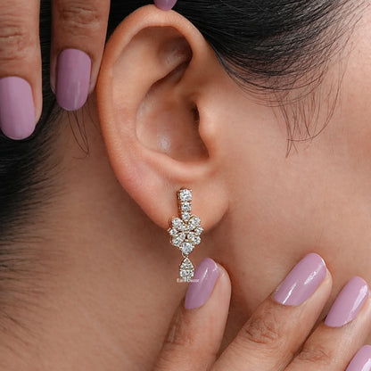 Round Cut Natural Diamond Pear Drop Earrings