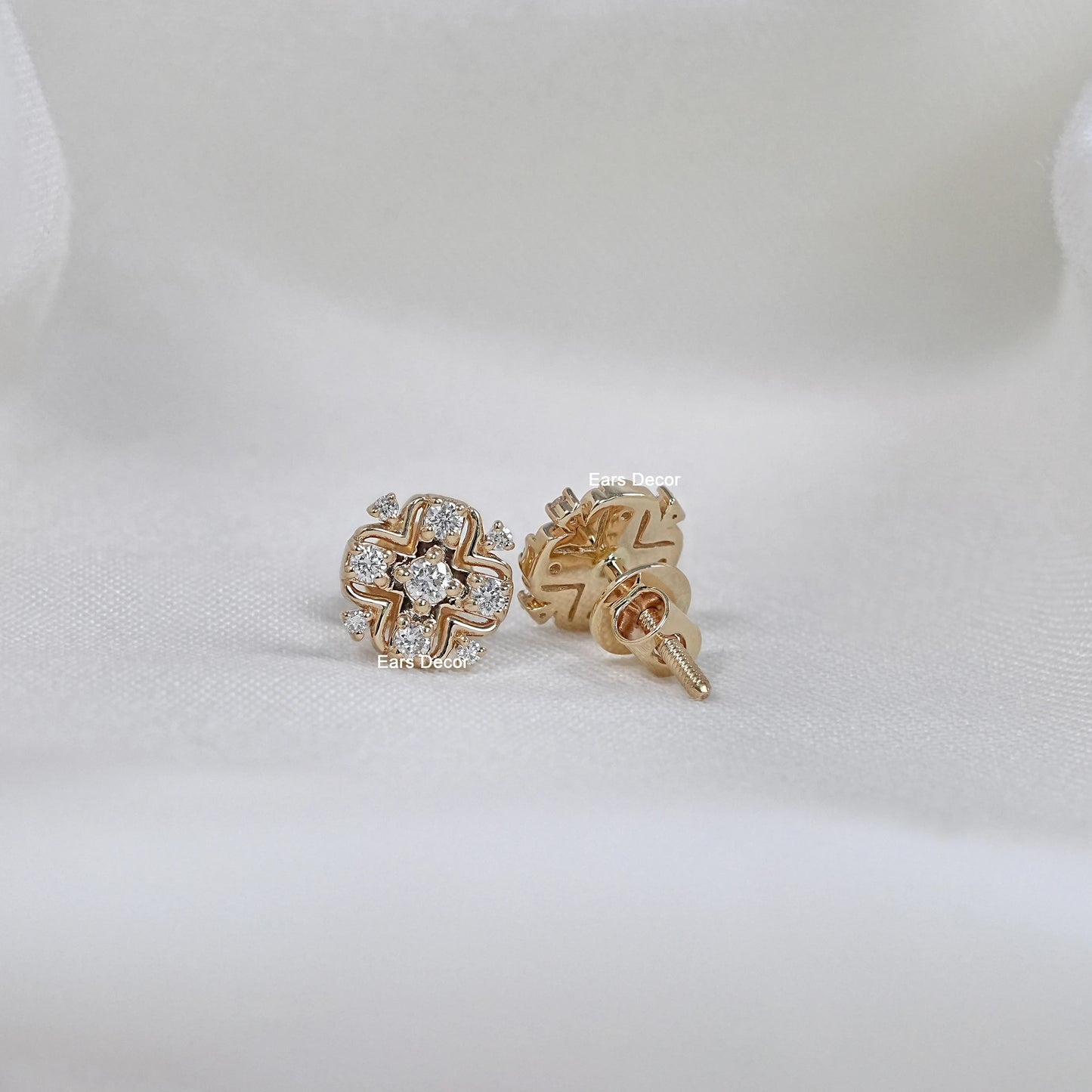 Round Cut Lab Diamond Cluster Earrings